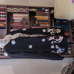 Cat Lady Cardigan With Pom Poms And Furry Kitties Size 1X